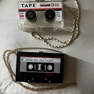 Retro Cassette Tape purses - Black and clear - Set of 2